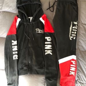 Victoria Secret Pink Sweat Suit Sequin Large